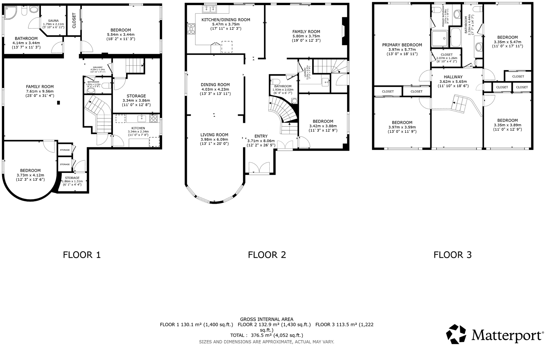 Floor plans, all three levels floor plan